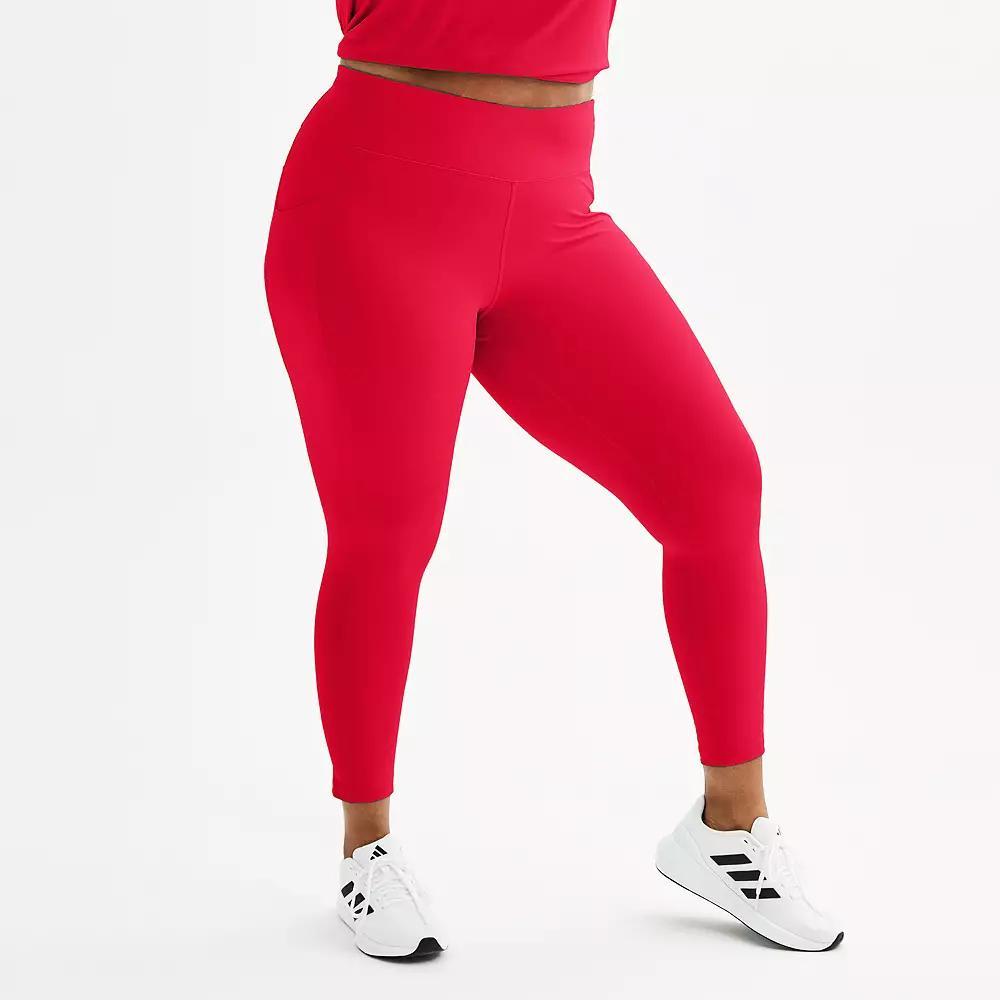 Plus Size Tek Gear® Ultrastretch High-Waisted Side Pocket 7/8 Leggings, Women's, Size: 1XL, Surely Red Product Image