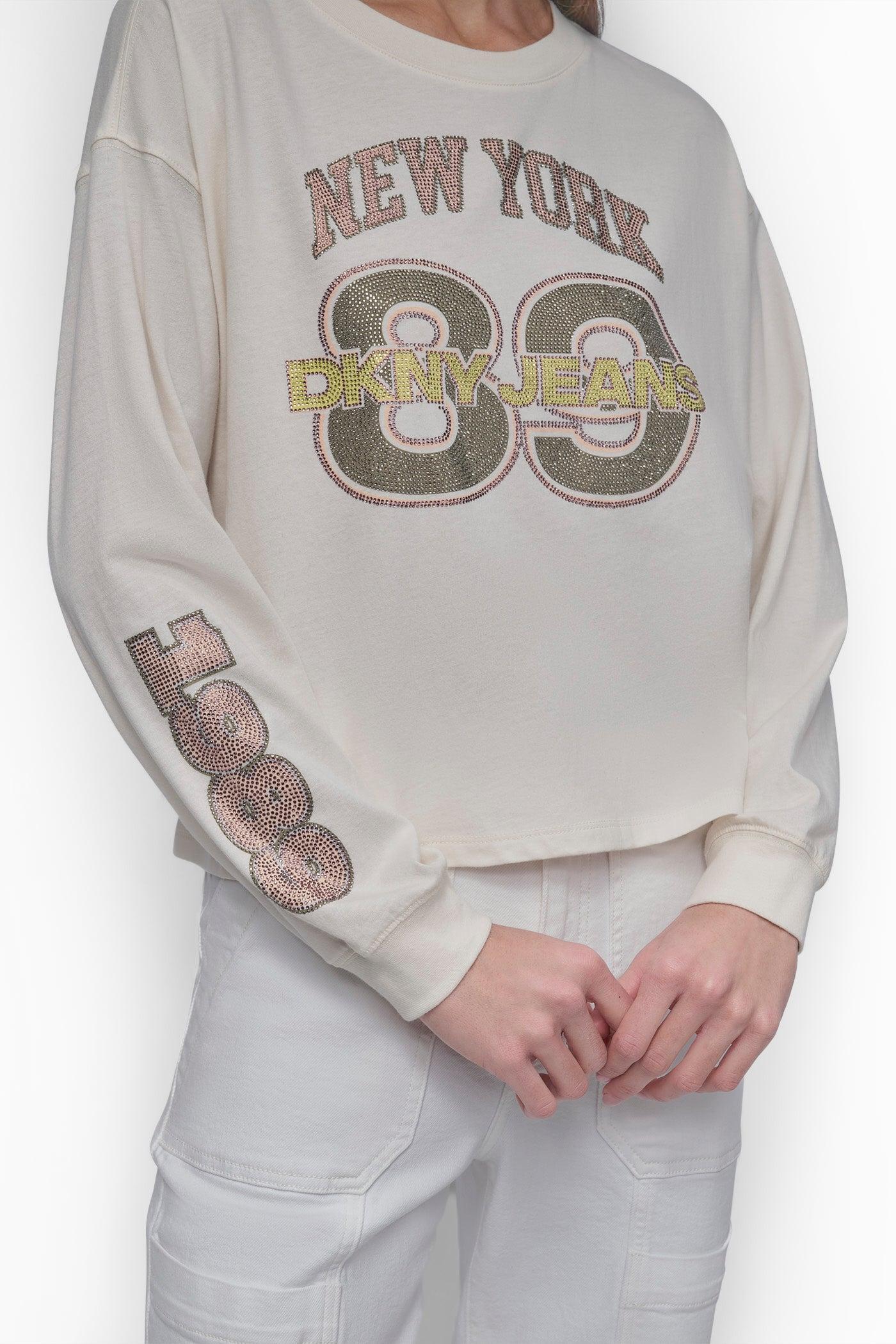 MULTI COLOR RHINESTONE LOGO LONG TEE Product Image