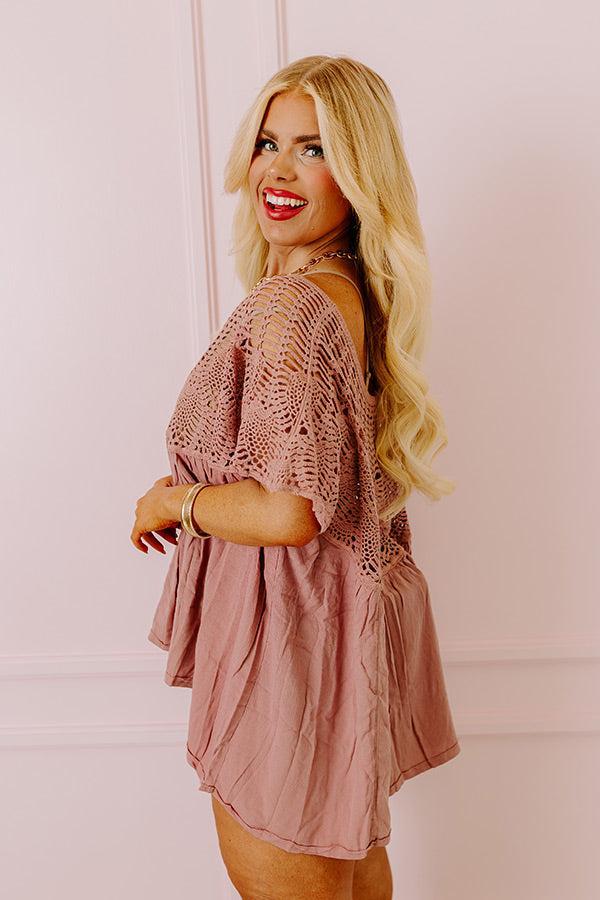 Getting Sun Crochet Shift Top In Dusty Purple Product Image