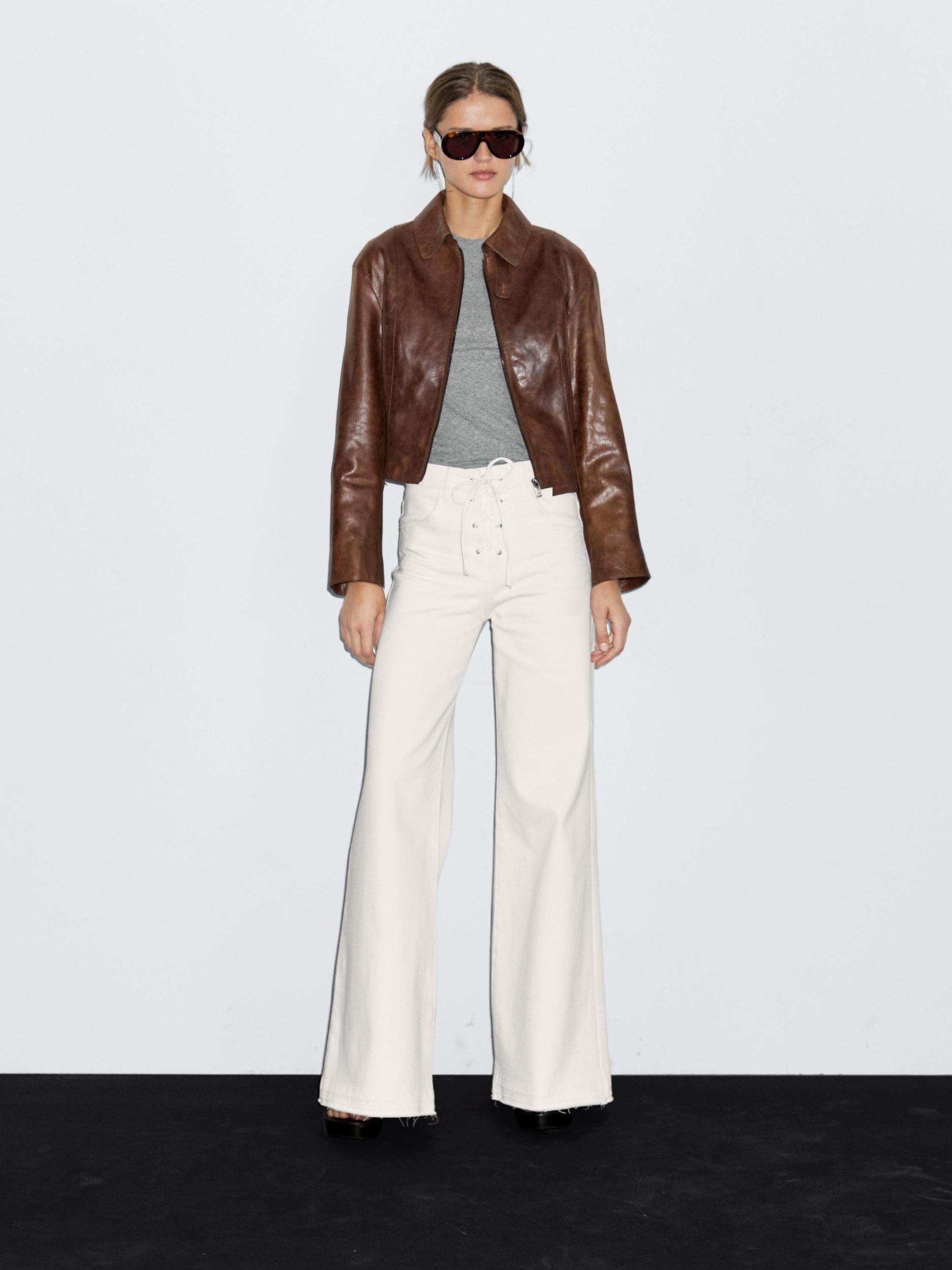 Short nappa leather jacket Product Image