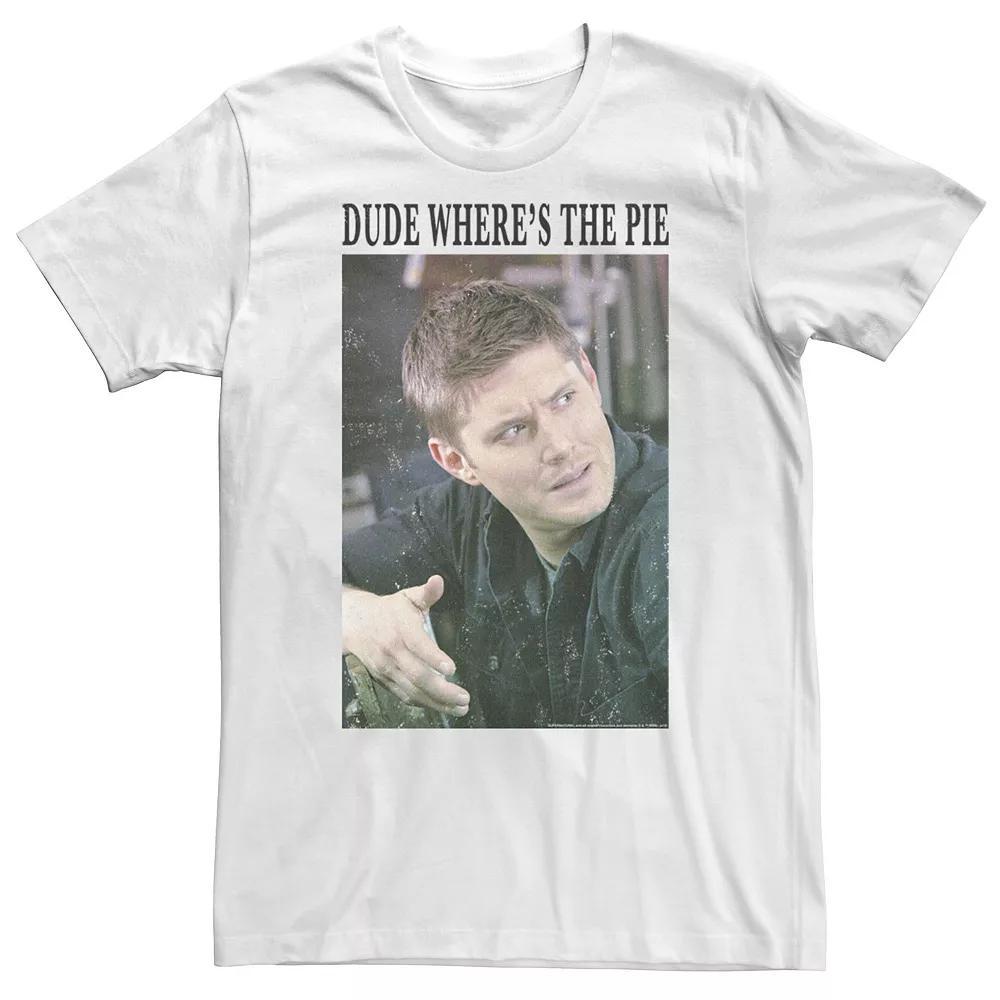 Big & Tall Supernatural Dean "Dude Where's The Pie?" Portrait Tee, Men's, Size: 4XL, White Product Image