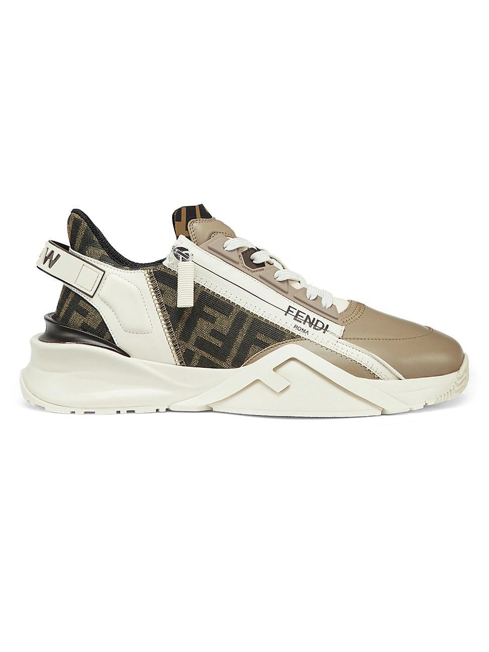 Mens Flow Vitello Leather & Tonal Logo Jacquard Sneakers Product Image