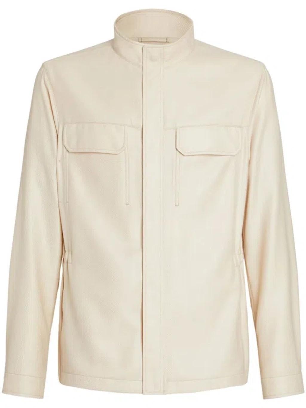 ZEGNA Concealed-fastening Jacket In White Product Image