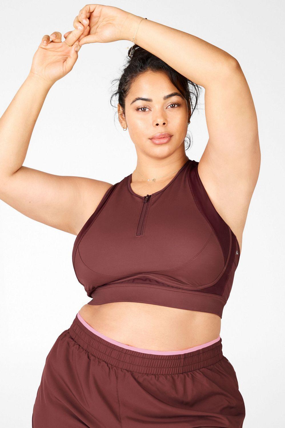 Fabletics Blare Zip Front High Impact Sports Bra Womens Rust Size XXS Product Image