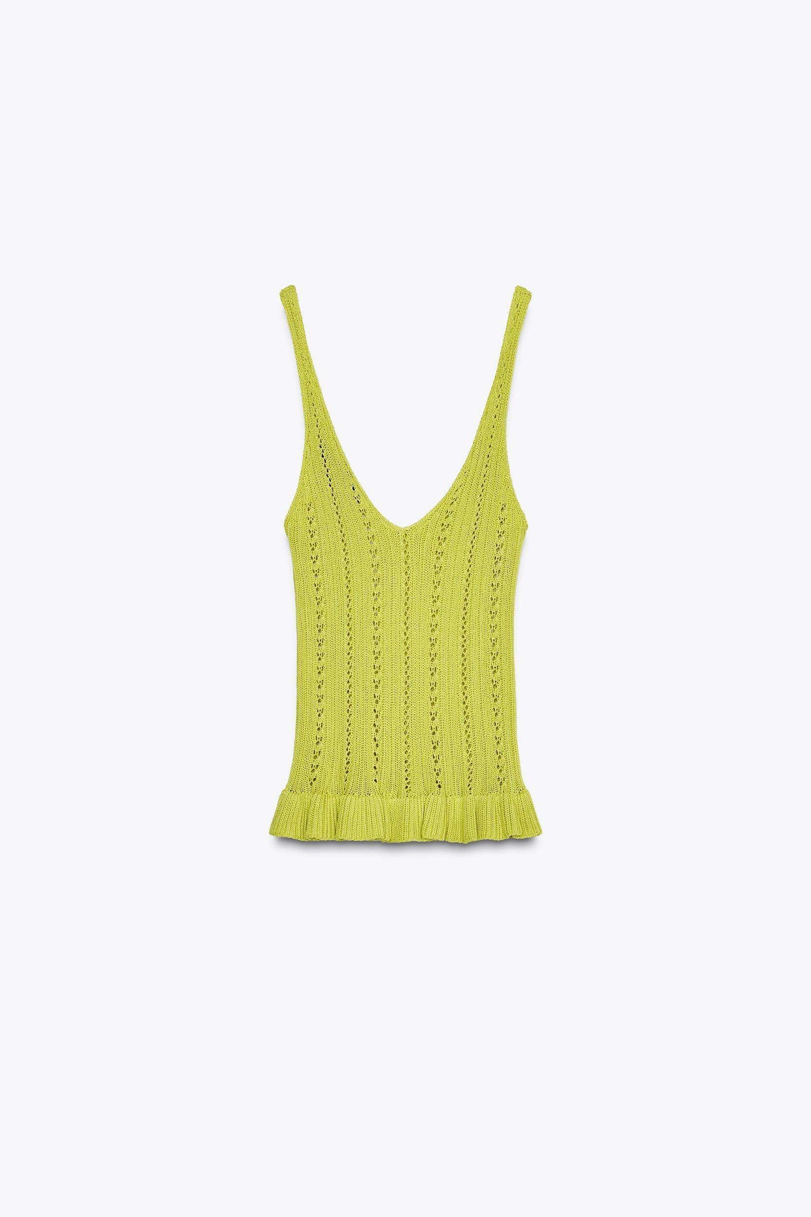 POINTELLE KNIT RUFFLE TOP Product Image