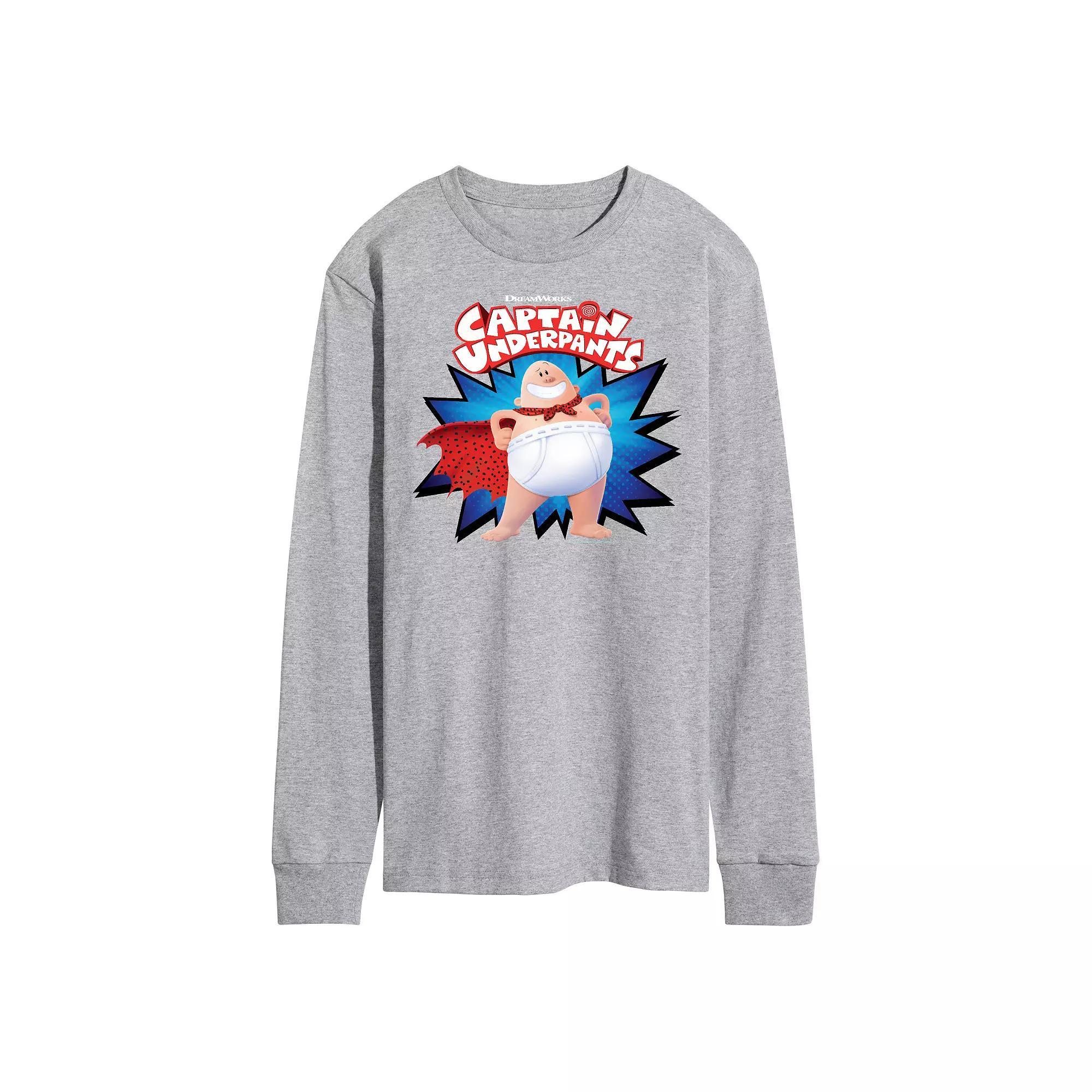 Men's Captain Underpants Logo Long Sleeve Graphic Tee,  Product Image