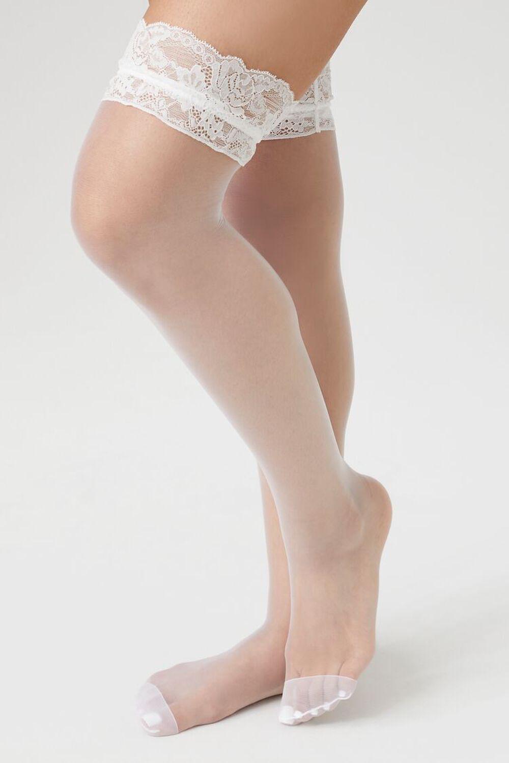 Lace-Trim Mesh Knee-High Socks | Forever 21 Product Image