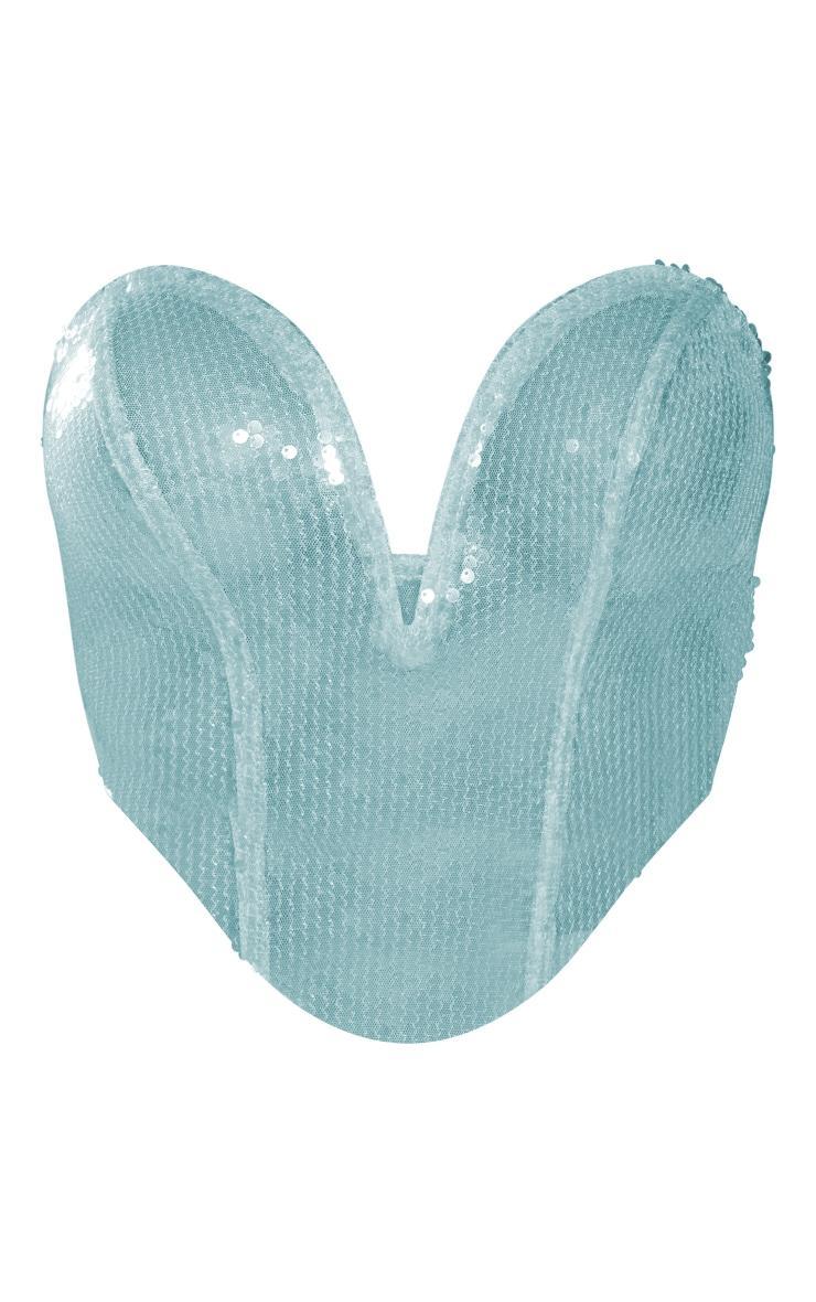  Ice Blue Sheer Sequin Boned Trim Corset Product Image