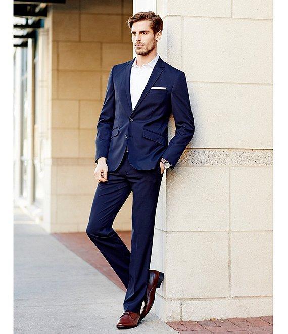 Murano Wardrobe Essentials Slim-Fit Textured Spread-Collar Woven Sportshirt Product Image