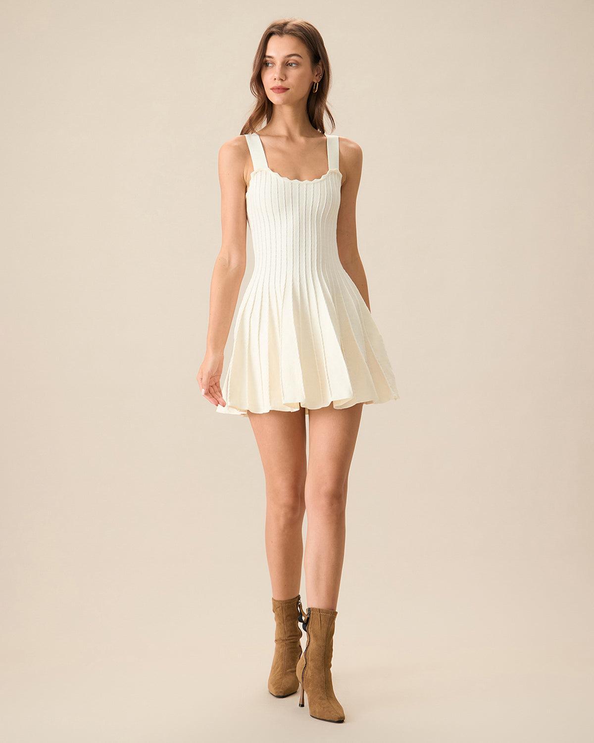 Women's Beige Knitted Sweater Dress Female Product Image