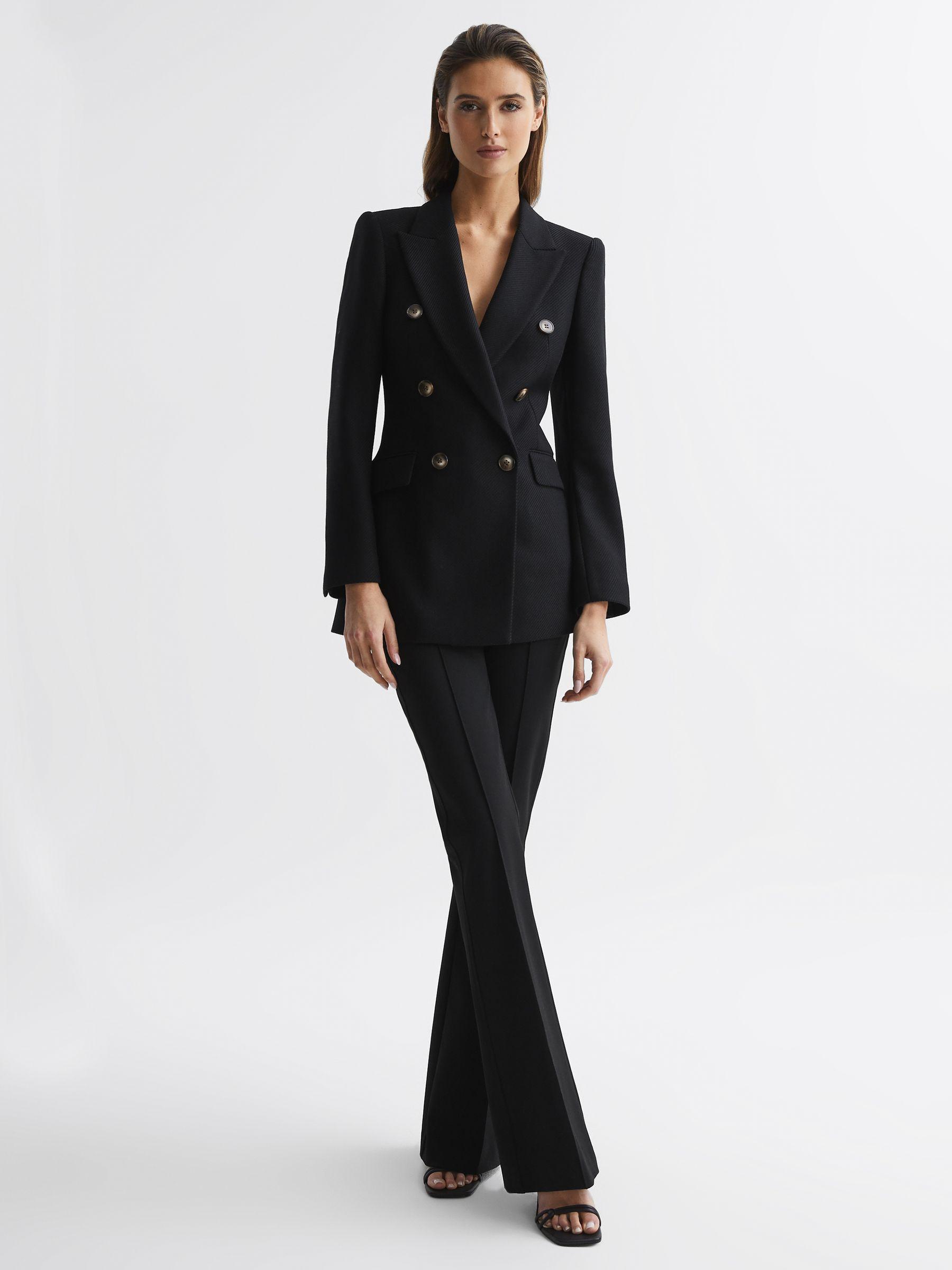 Double Breasted Twill Blazer in Black Product Image