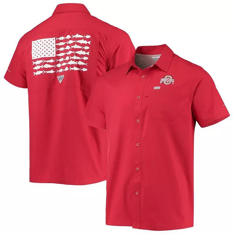 Men's Columbia PFG Scarlet Ohio State Buckeyes Slack Tide Camp Button-Up Shirt,  Product Image