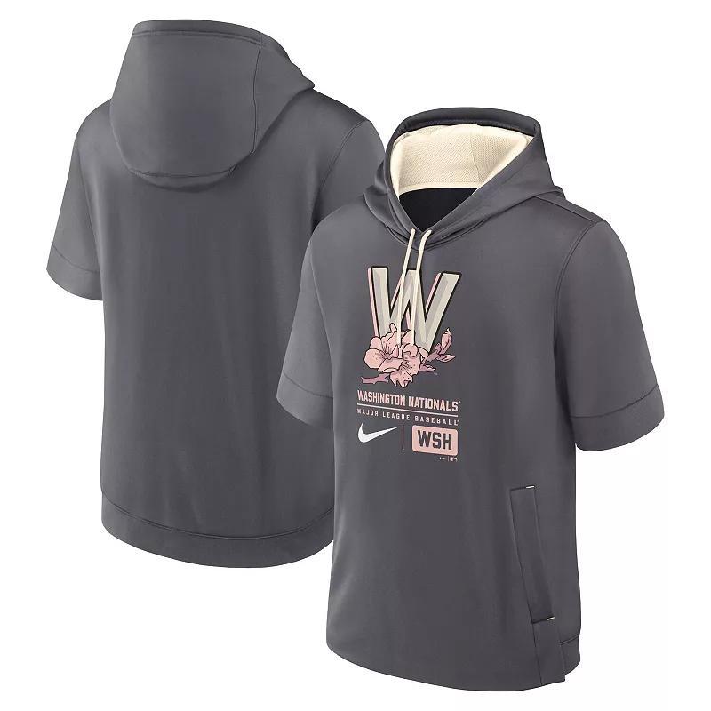 Mens Nike Royal Atlanta Braves City Connect Color Block Short Sleeve Pullover Hoodie Product Image