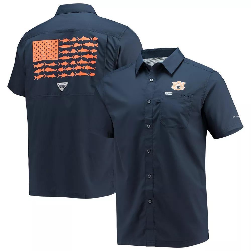 Men's Columbia PFG Navy Auburn Tigers Slack Tide Camp Button-Up Shirt, Size: Medium, Blue Product Image