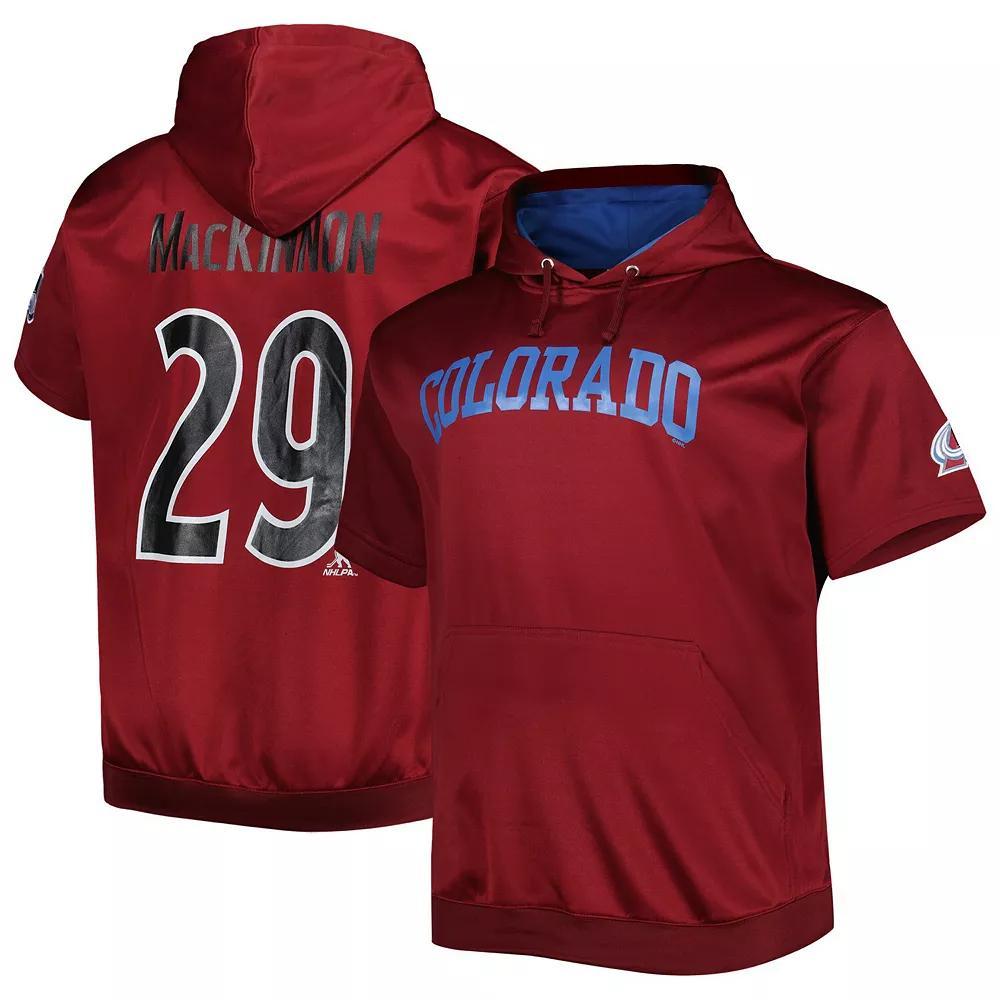 Men's Fanatics Branded Nathan MacKinnon Burgundy Colorado Avalanche Big & Tall Name & Number Pullover Hoodie,  Product Image
