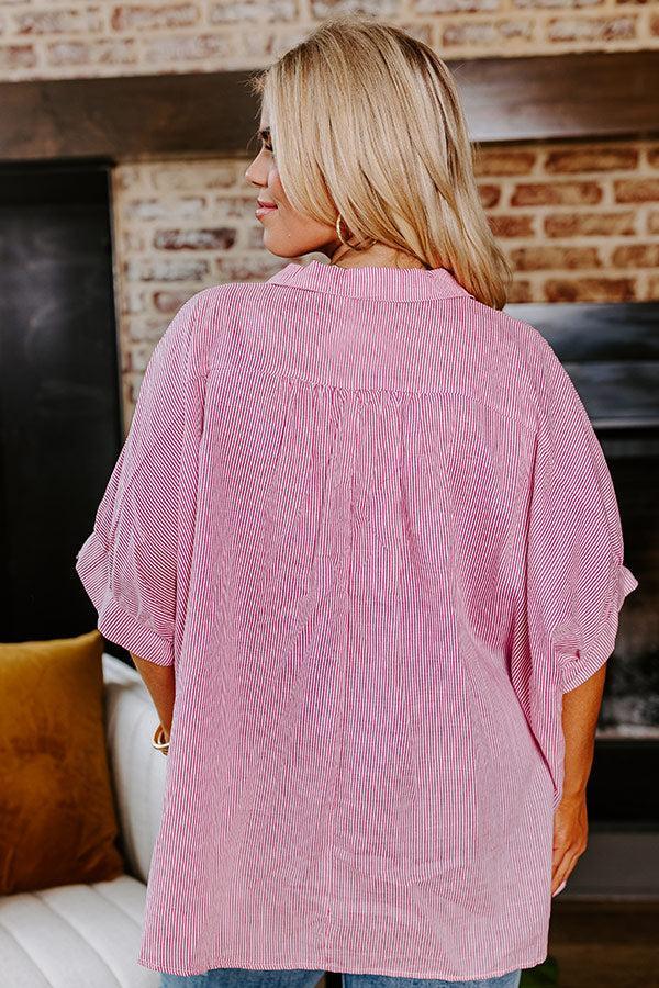 Casually Chic Stripe Button Up In Pink Curves Product Image