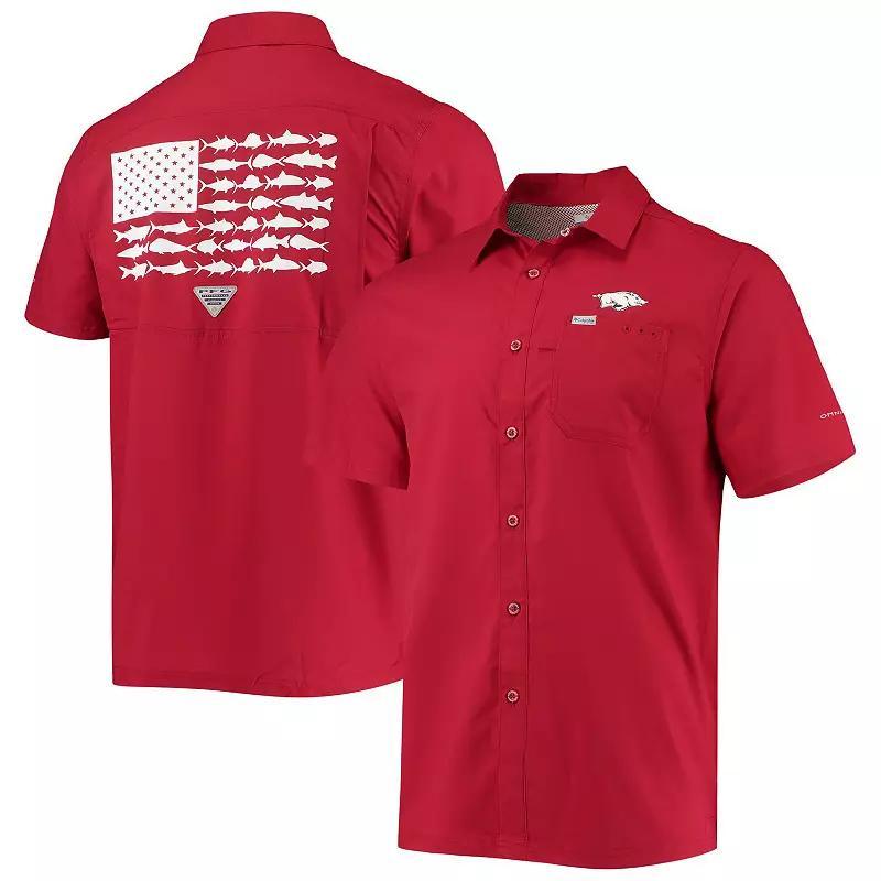 Columbia Men's Collegiate PFG Slack Tide Camp Shirt - Arkansas- Product Image