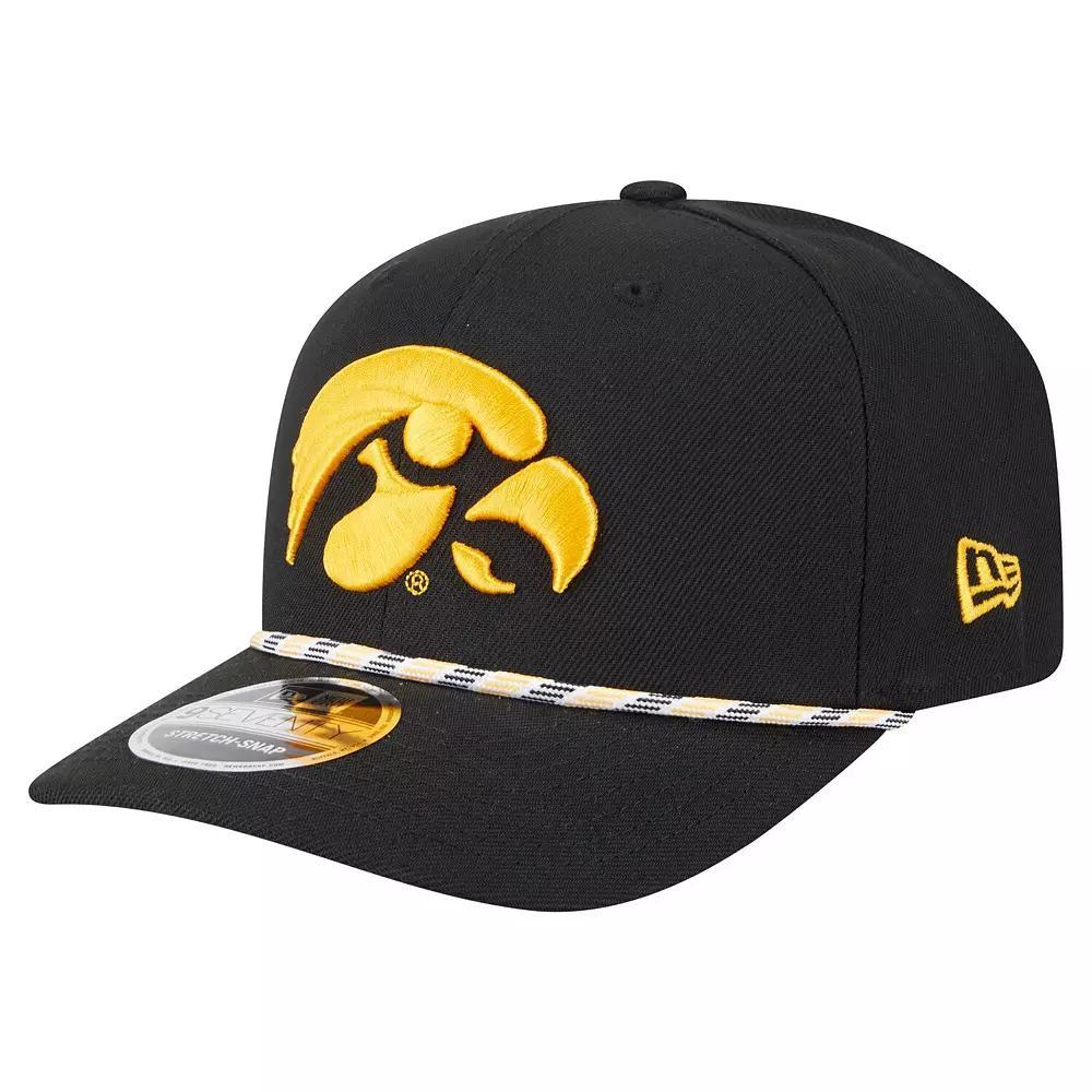 Men's New Era Black Iowa Hawkeyes Game Day Multi-Rope 9SEVENTY Stretch-Snap Hat Product Image