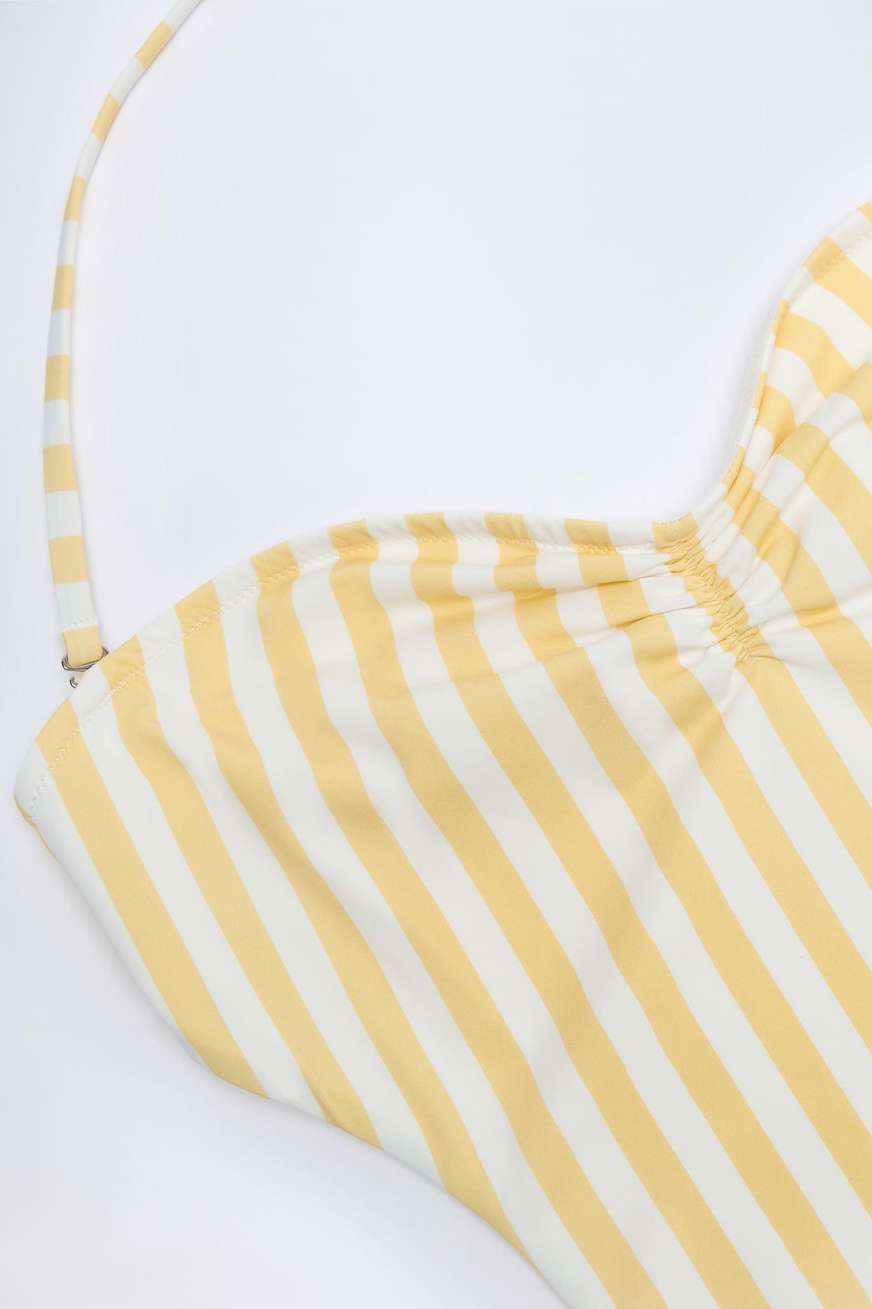 Cut-Out Halterneck Swimsuit in Lemon Product Image