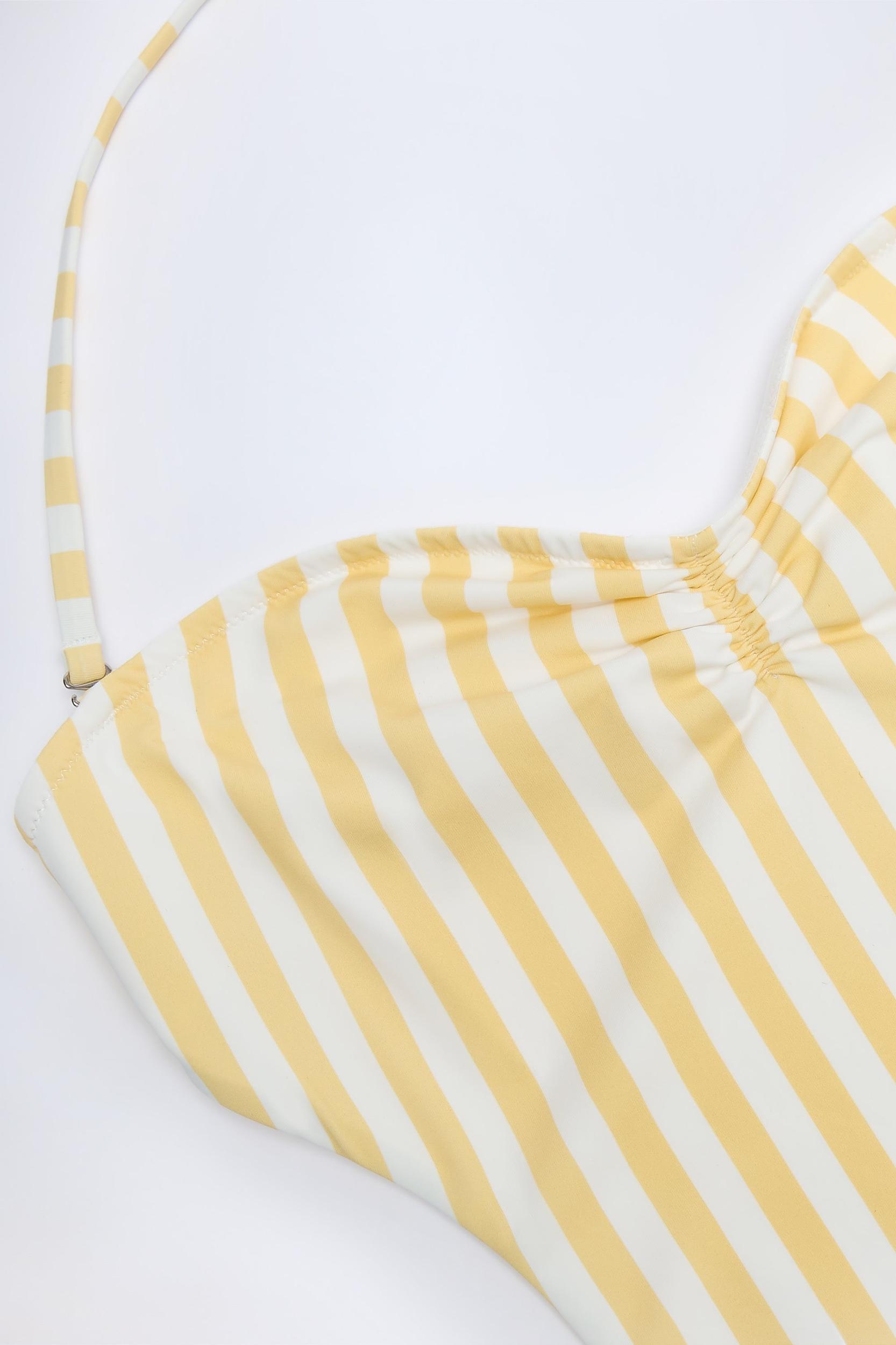 Cut-Out Halterneck Swimsuit in Lemon Product Image