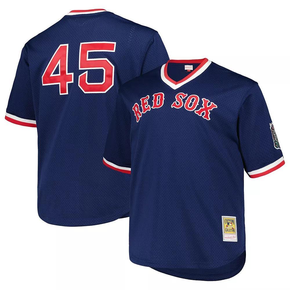 Men's Mitchell & Ness Pedro Martinez Navy Boston Red Sox 1999 Cooperstown Collection Mesh Pullover Jersey,  Product Image