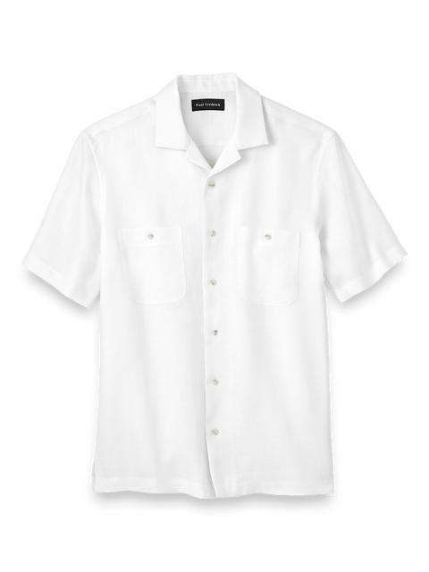 Linen Solid Casual Shirt - White Product Image