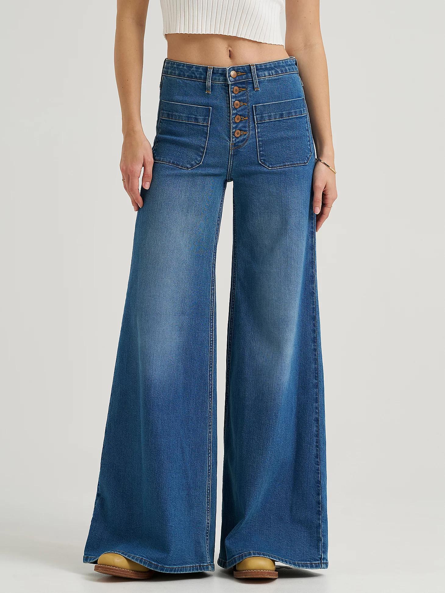 Women's Patch Pocket Wide Leg Jean in Carolina Product Image