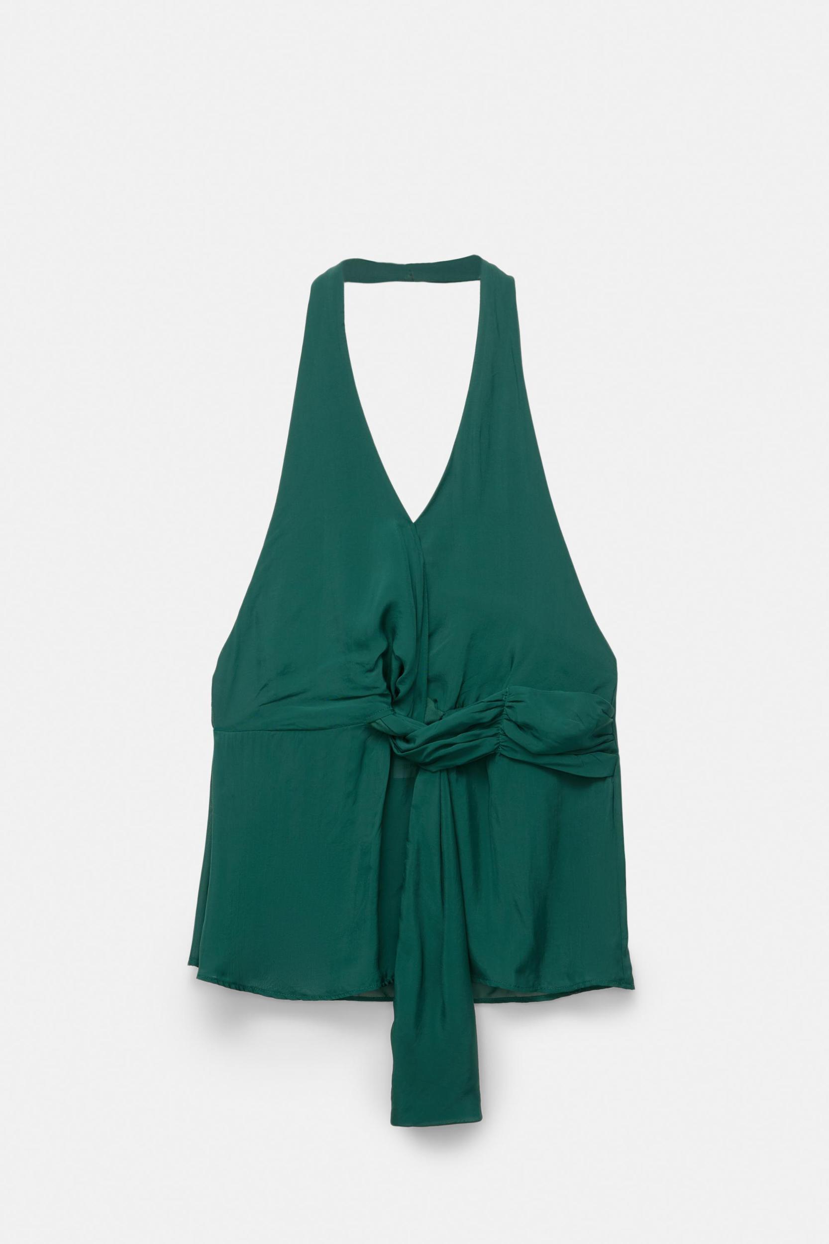 Wrap halter top with knot Product Image