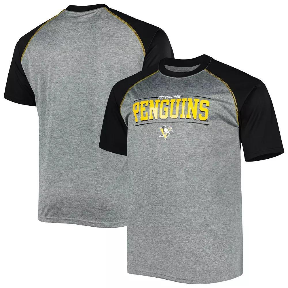 Men's Heather Gray Pittsburgh Penguins Big & Tall Logo Raglan T-Shirt, Size: XLT, Grey Product Image