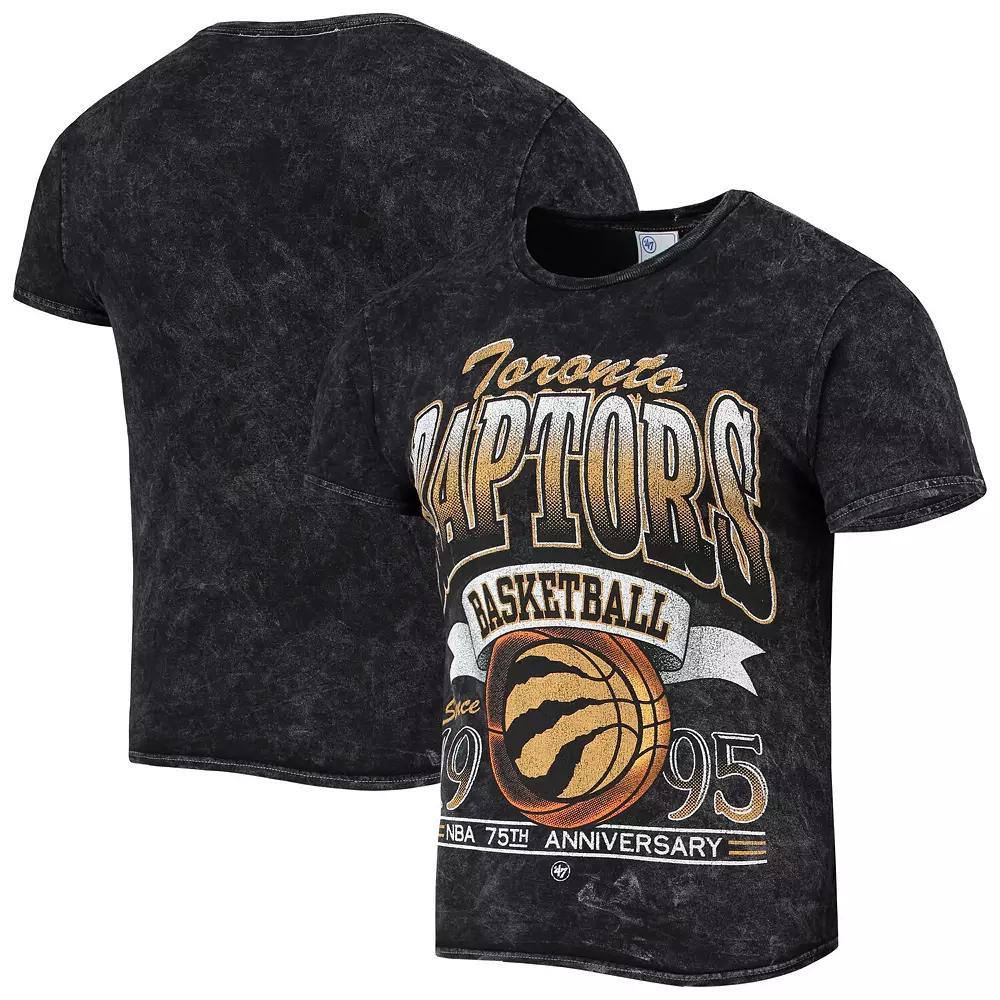 Men's '47 Black Toronto Raptors 75th Anniversary City Edition Mineral Wash Vintage Tubular T-Shirt,  Product Image