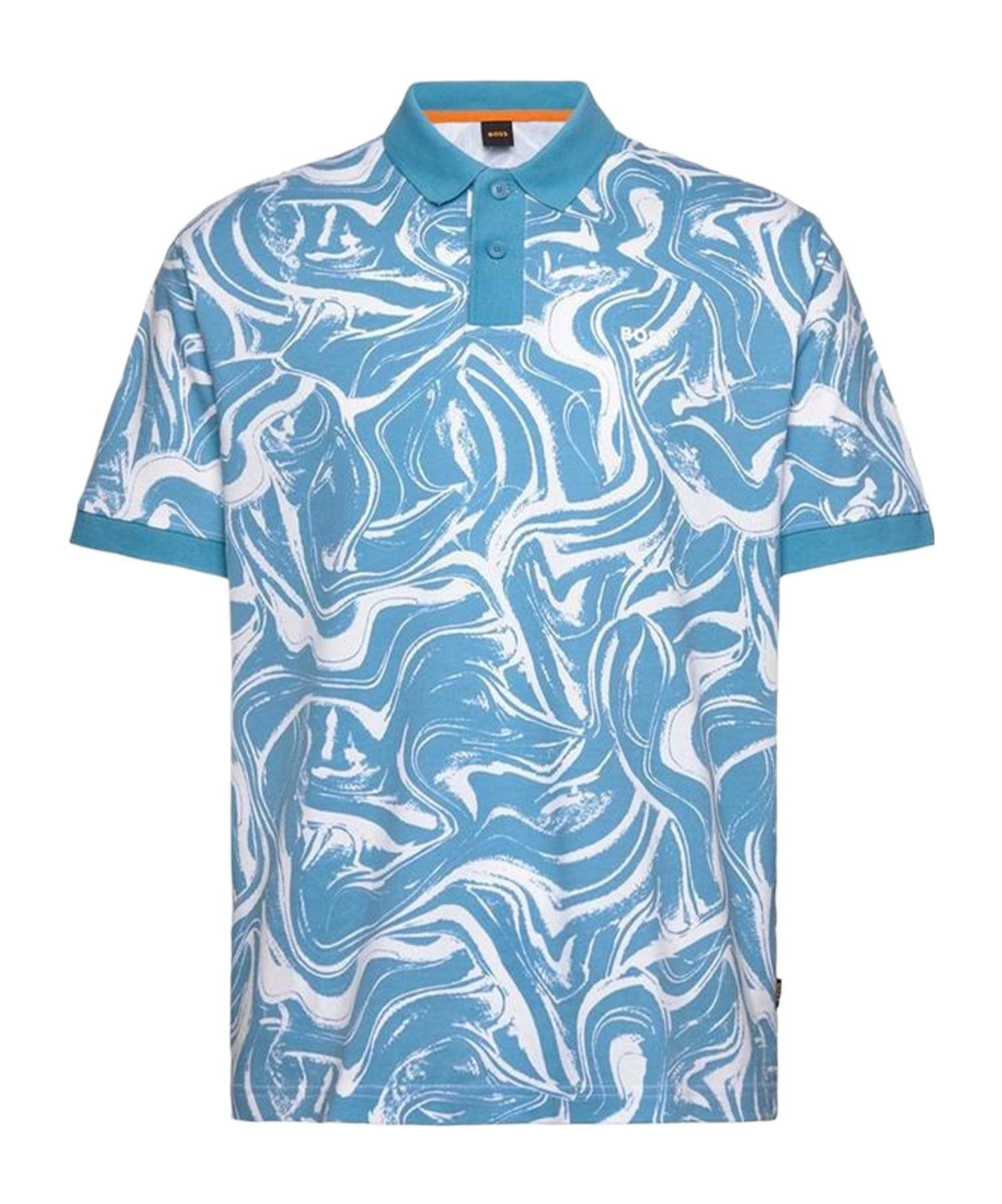 HUGO BOSS Abstract-print Polo Shirt In Blue Product Image