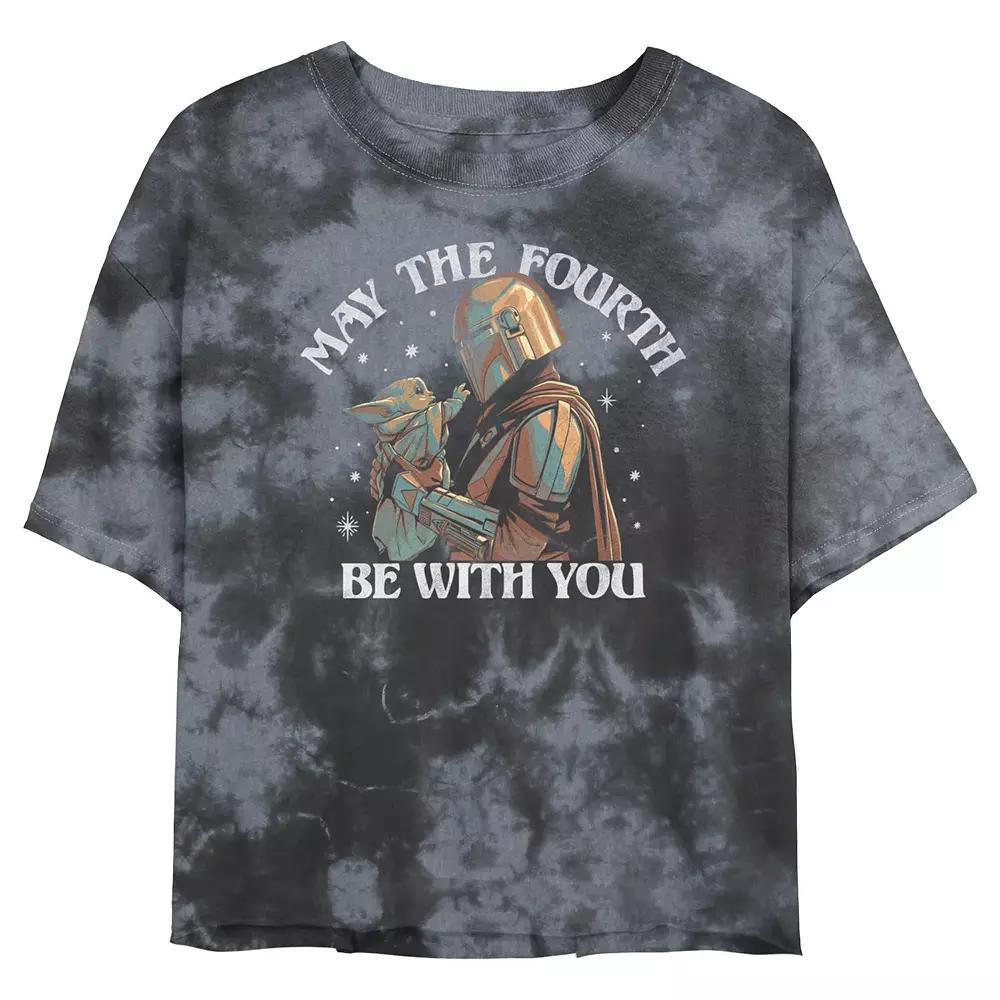 Juniors' Star Wars "May The Fourth Be With You" Stamp Wash Crop Tee, Girl's, Size: Medium, Black Grey Product Image