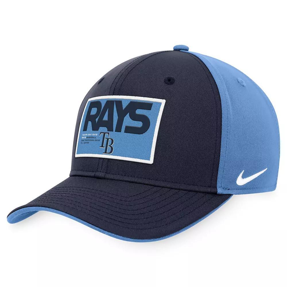 Men's Nike Navy/Light Blue Tampa Bay Rays Classic99 Colorblock Performance Snapback Hat Product Image