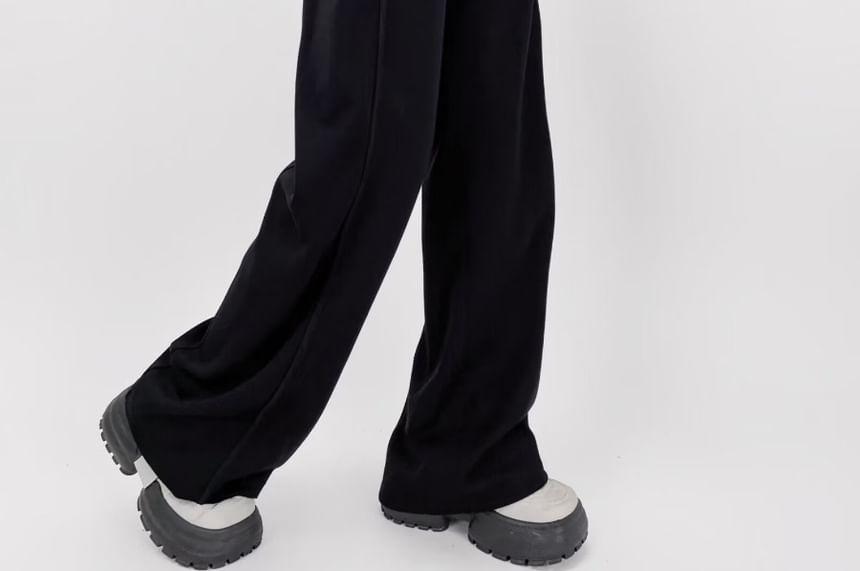 High Waist Plain Wide Leg Sweatpants Product Image