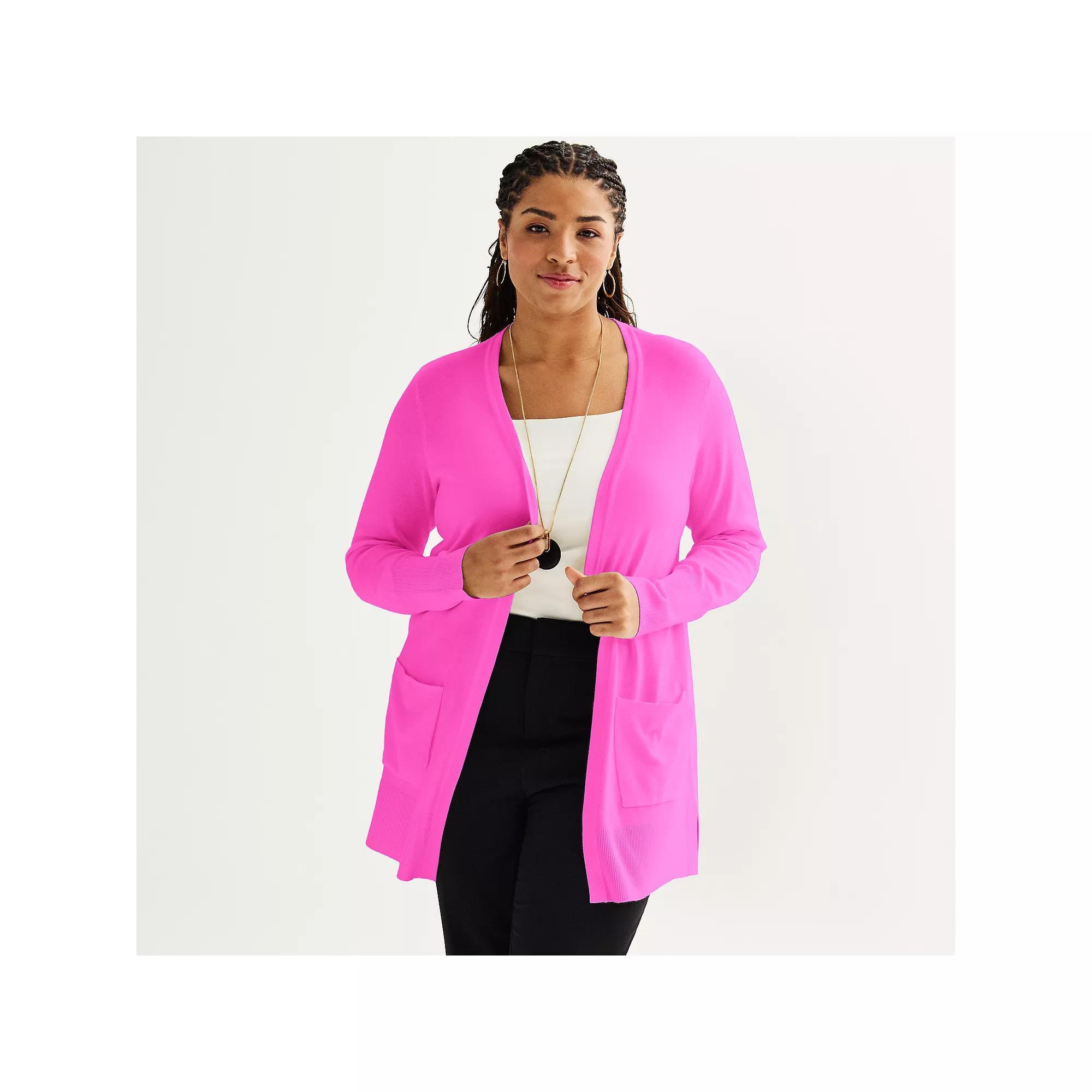 Plus Size Nine West Essential Pocketed Cardigan, Womens Product Image
