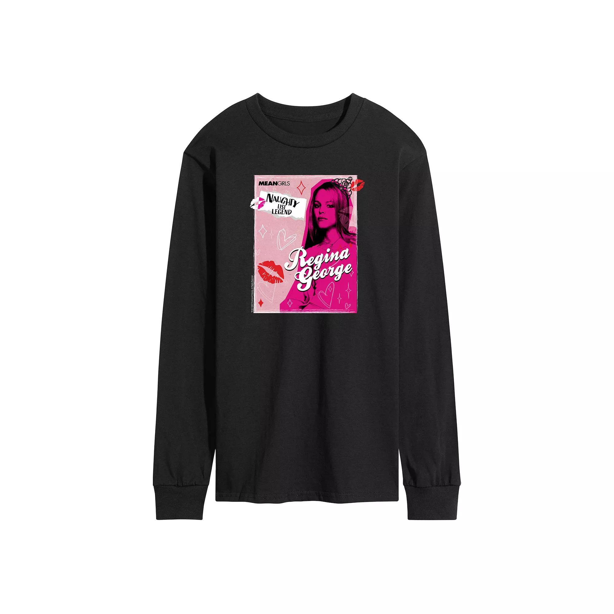 Men's Mean Girls Regina George Naughty List Long Sleeve Graphic Tee, Size: Large, Black Product Image