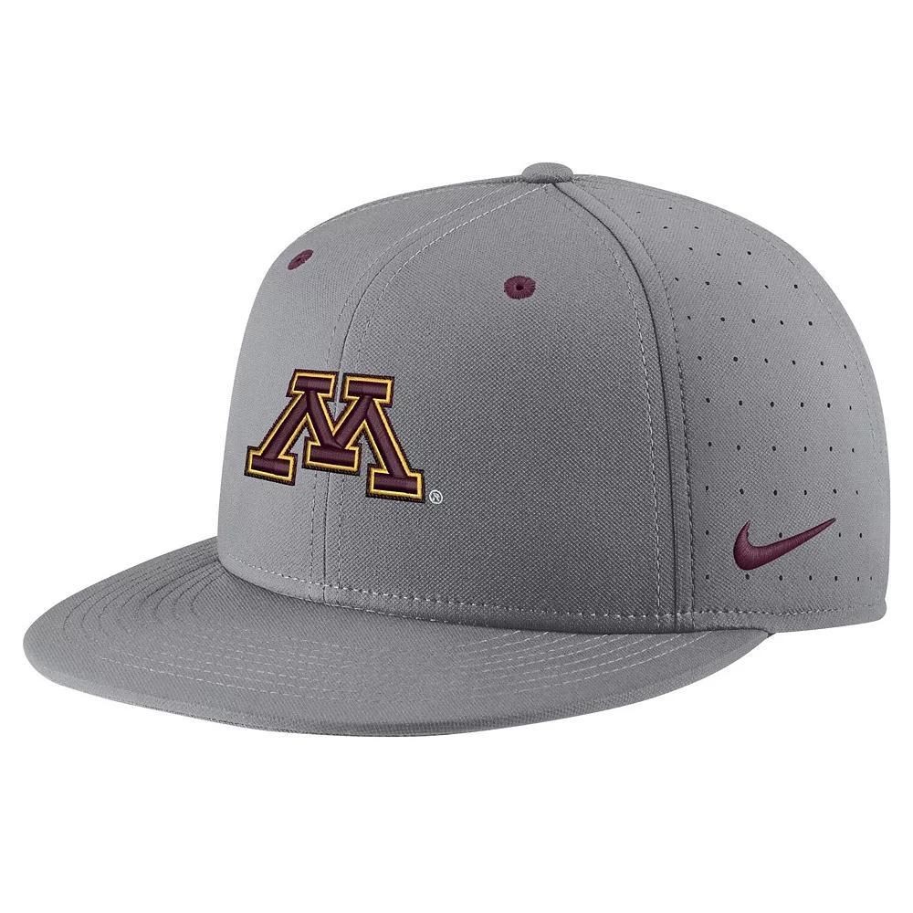 Men's Nike Gray Minnesota Golden Gophers USA Side Patch True AeroBill Performance Fitted Hat,  Product Image