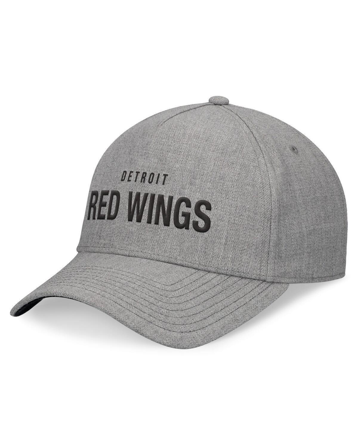 Mens Fanatics Heather Gray Detroit Red Wings Elements A-Frame Leather Strapback Hat Product Image