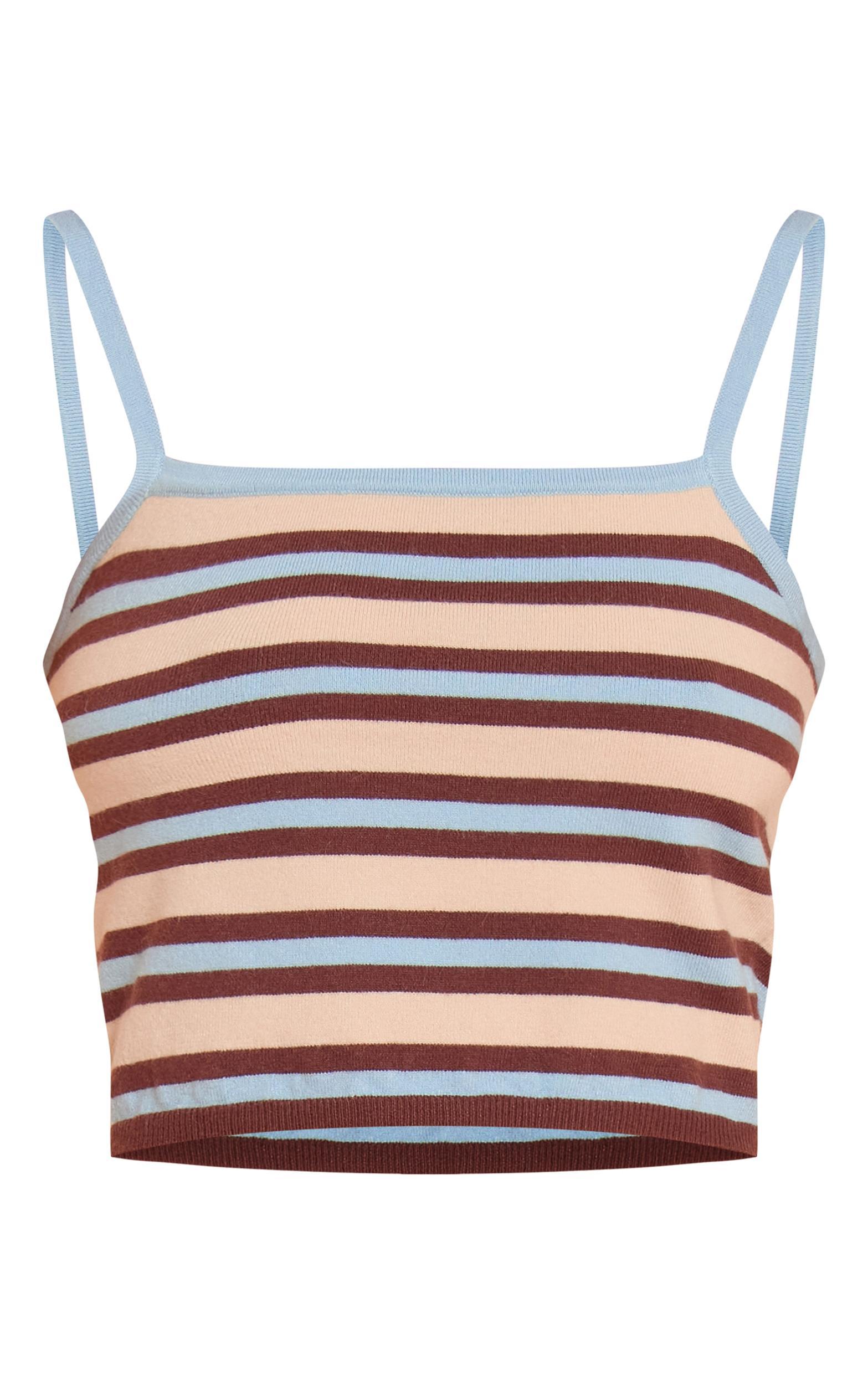 Tall Multi Stripe Knit Crop Top Product Image