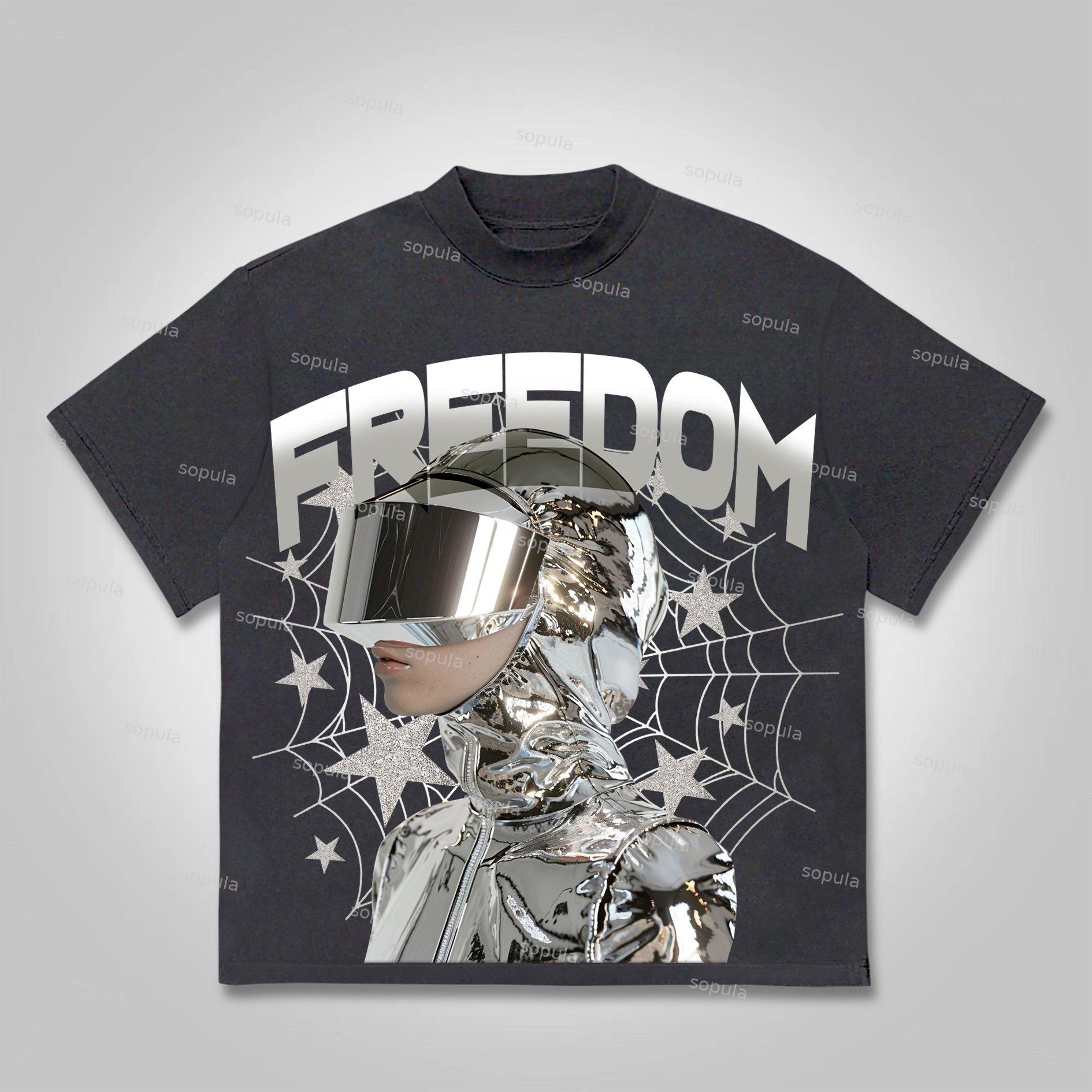 Sopula Freedom Astronaut Graphic Print Cotton T-shirt Product Image