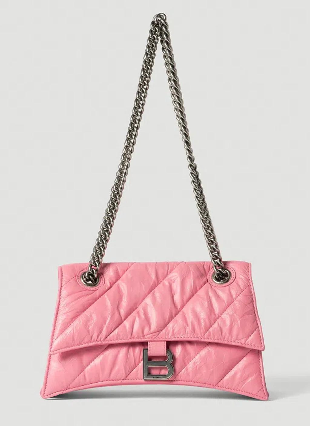 BALENCIAGA Women Crush Chain Shoulder Bag In Pink Product Image