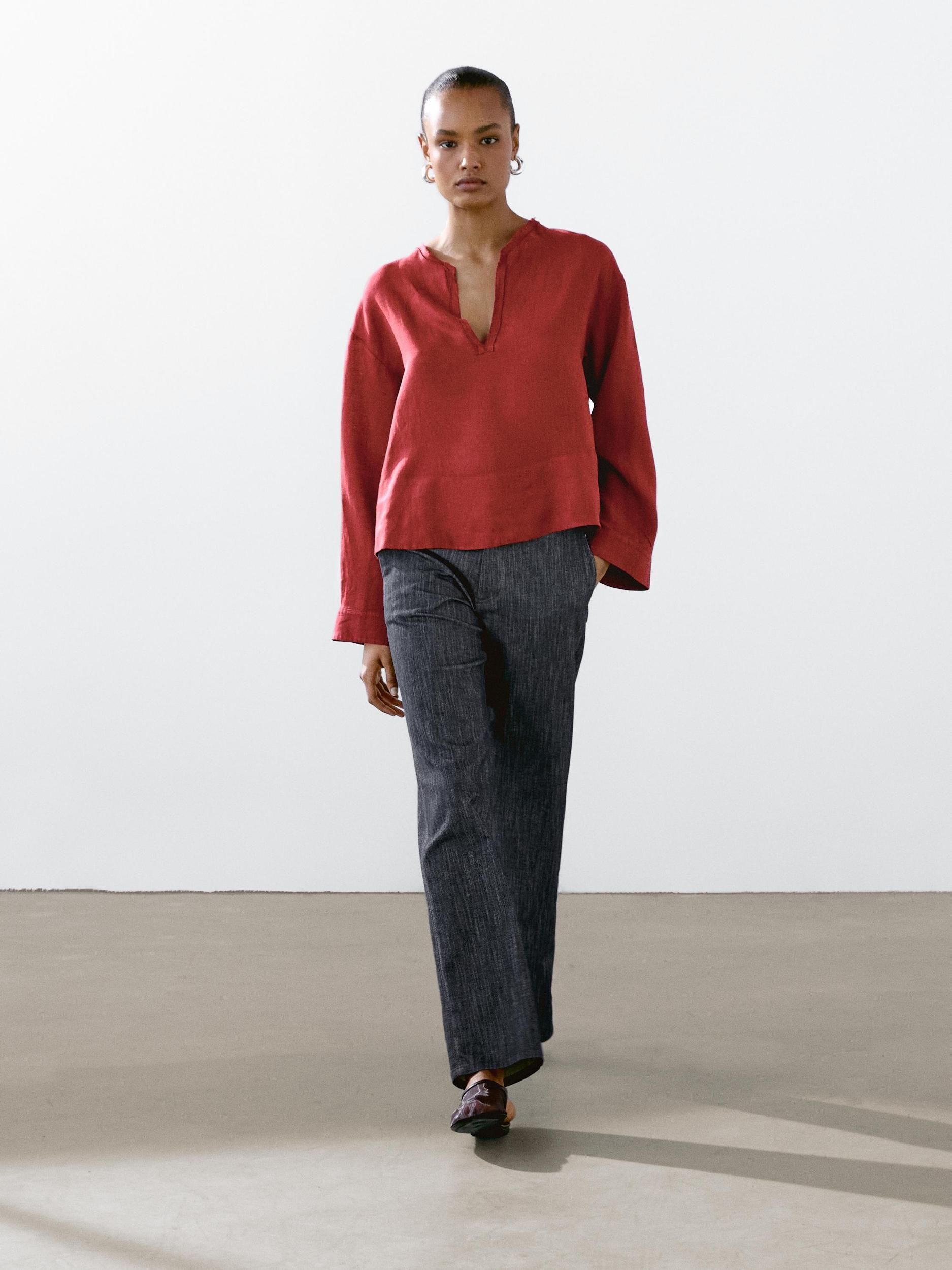 Cotton blend denim trousers Product Image