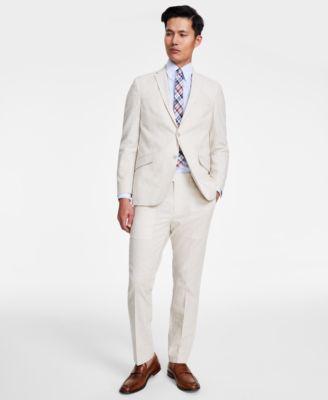 Kenneth Cole Reaction Mens Slim-Fit Stretch Linen Solid Suit Product Image