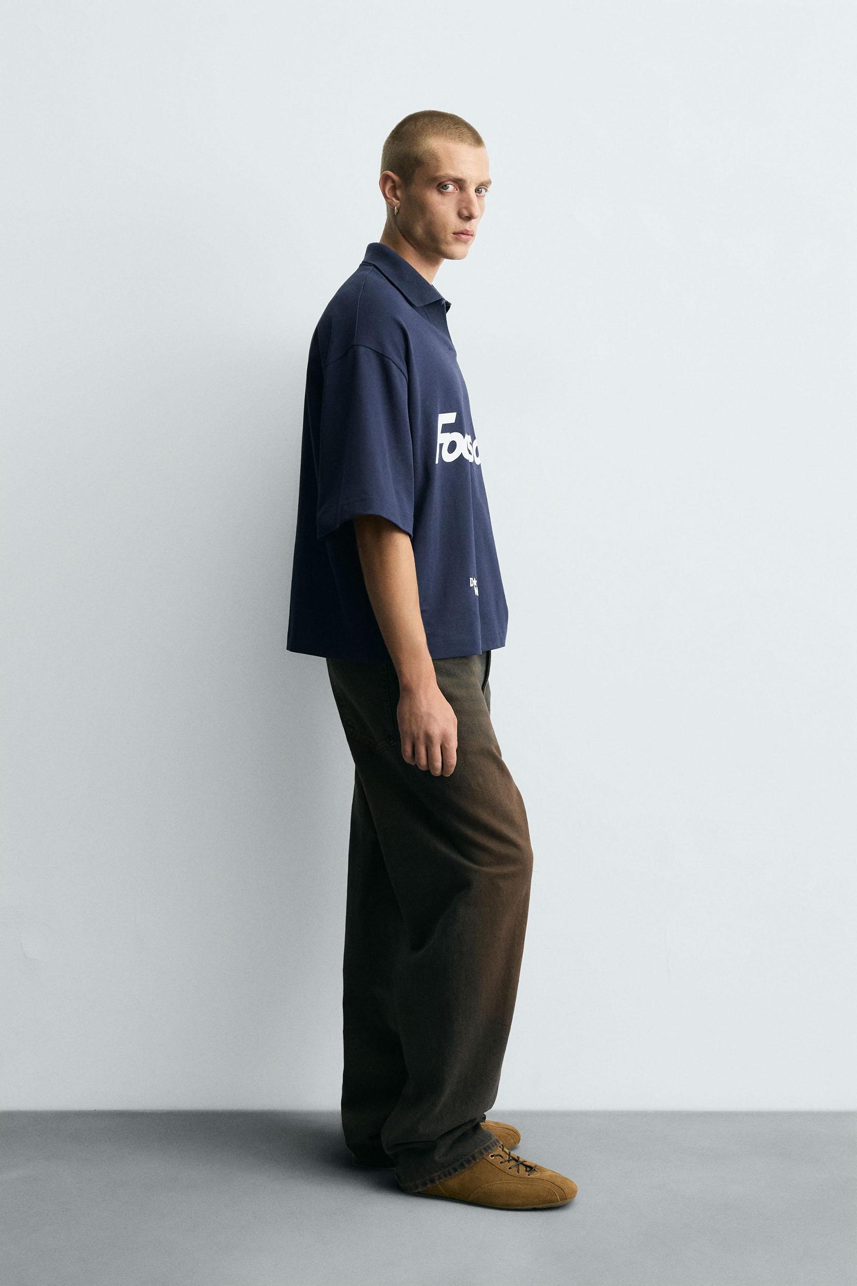 RETRO FOOTBALL PRINT POLO SHIRT Product Image