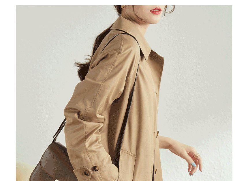 Plain Single-Breasted Trench Jacket Product Image