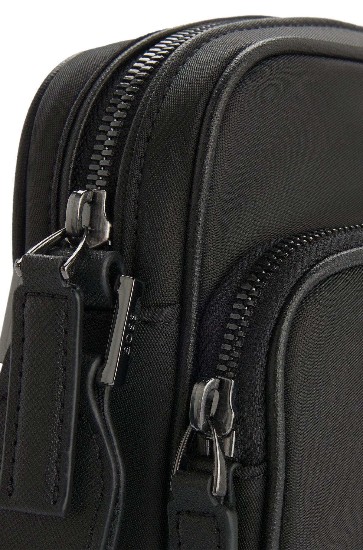 BOSS - Twill reporter bag with Double B monogram - Black Product Image