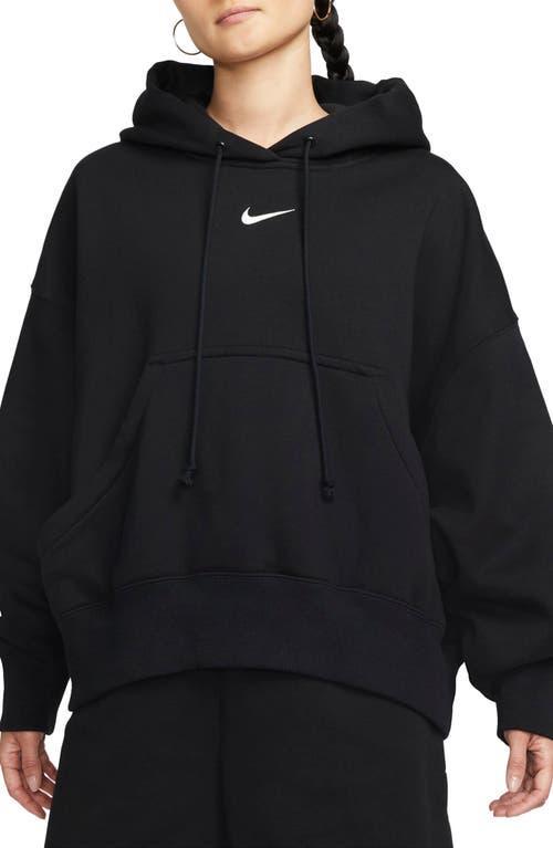 Nike Phoenix Fleece super oversized hoodie in black Product Image