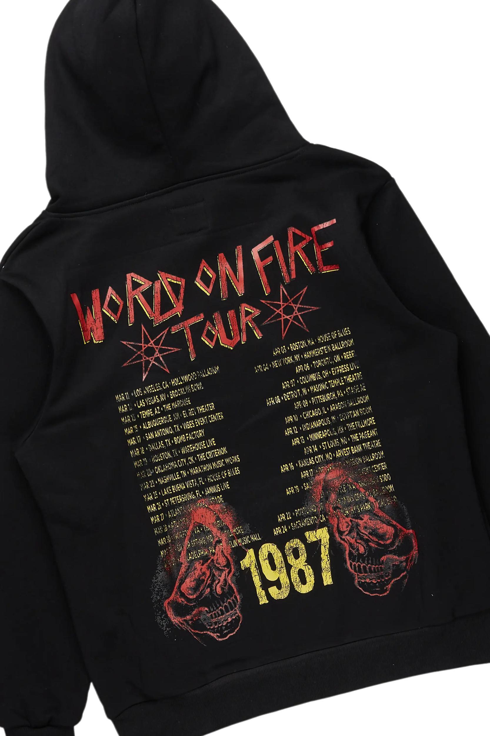 Barrett Black Hoodie & Vinson Patchwork Stacked Jean Bundle Male Product Image