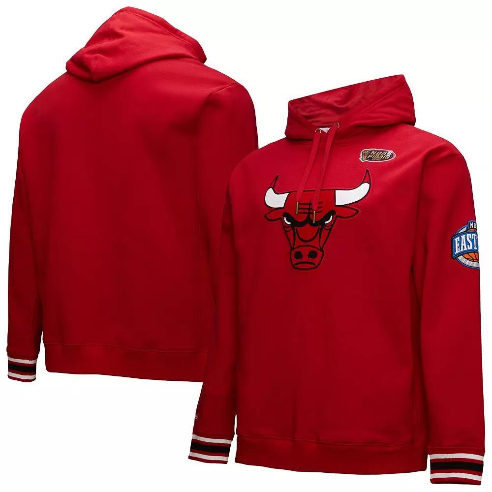 Men's Mitchell & Ness Red Chicago Bulls Hardwood Classics Chainstitch Vintage Heavyweight Pullover Hoodie,  Product Image