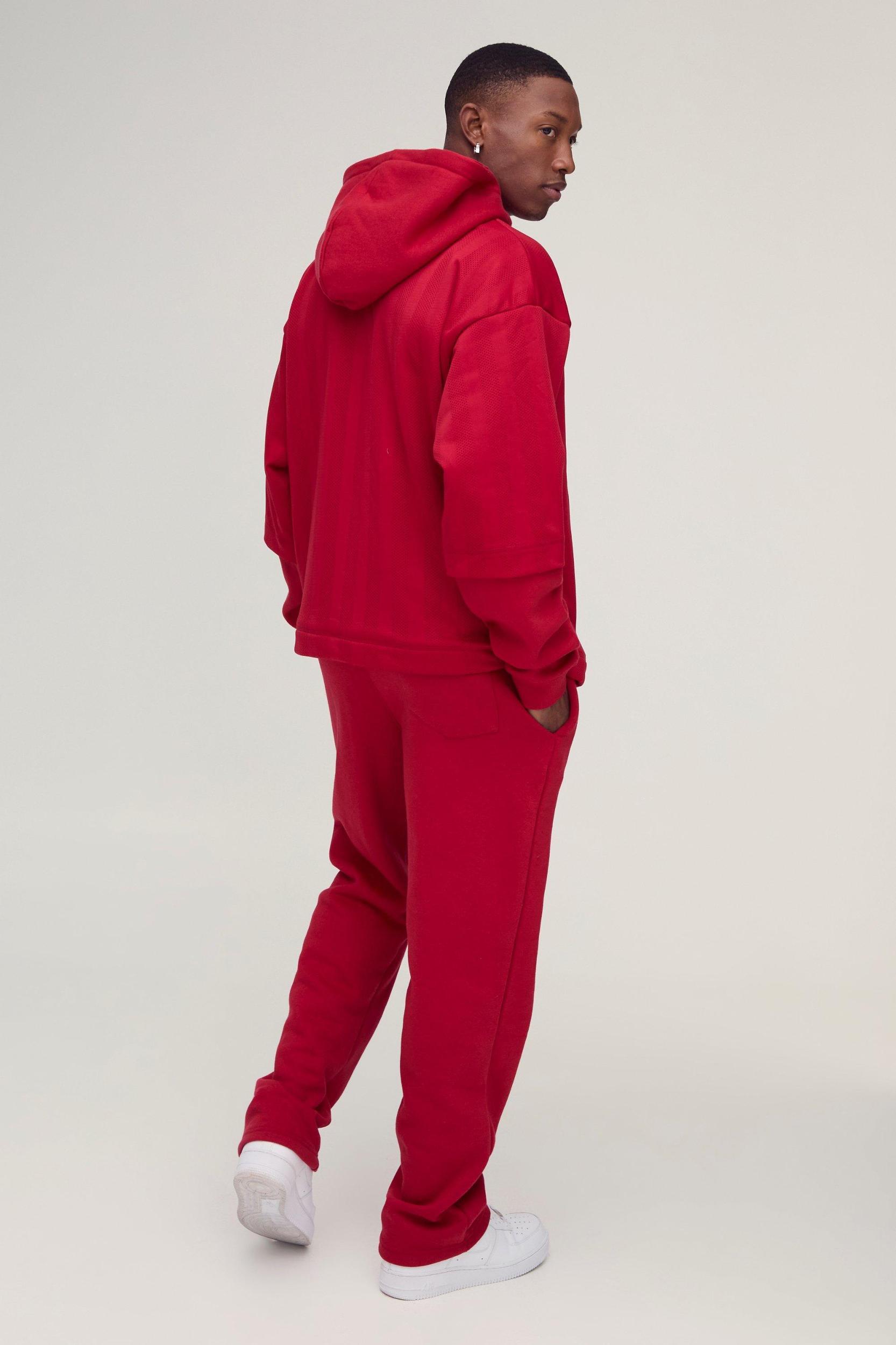 Oversized 90 Printed Football Tee Overlay Hooded Tracksuit | boohooMAN USA Product Image